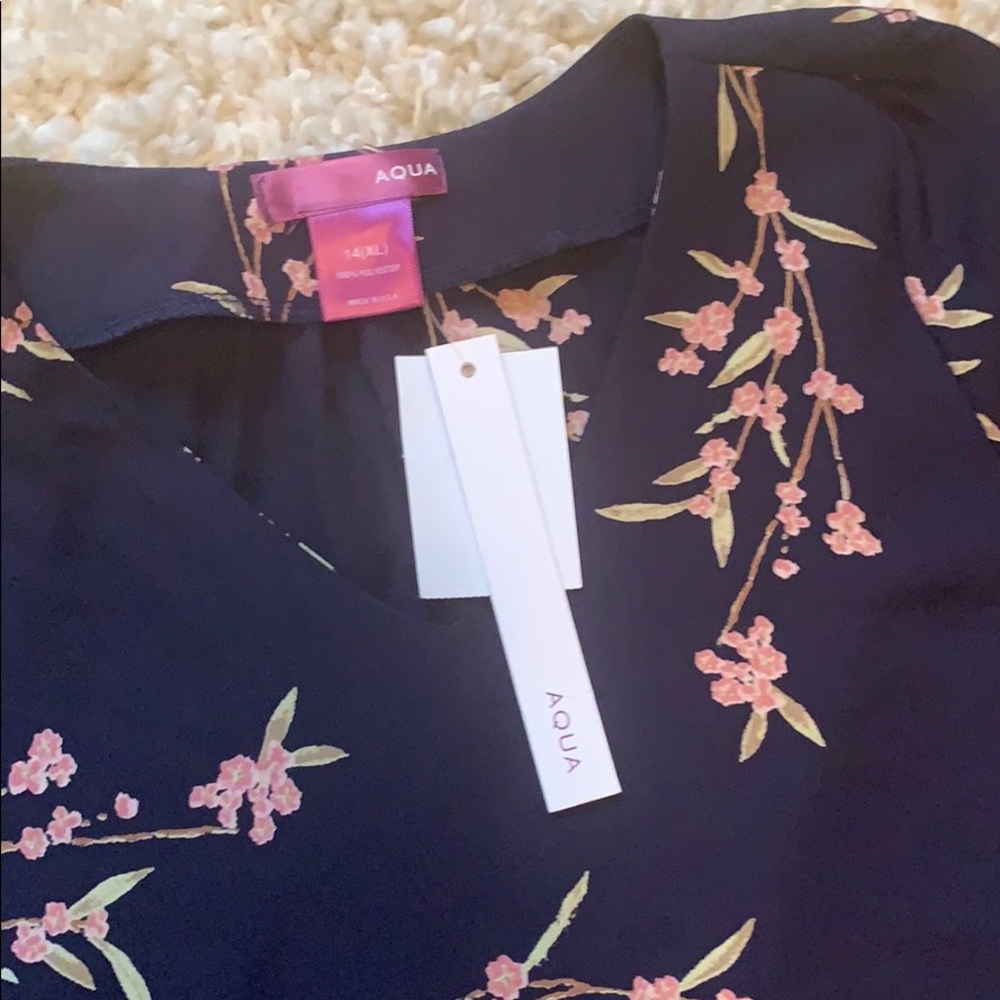 Aqua girls bellsleve top(dark navy) - Picture 2 of 3